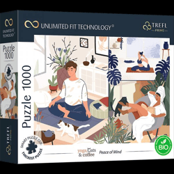 Yoga, Cats & Coffee: Peace of Mind / ADOBE STOCK_L - UFT Puzzle 1000 Teile