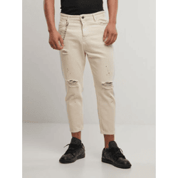 Comfortable 2Y Premium Men's Straight-Fit Jeans with Zipper, Beige