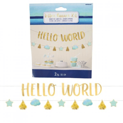 Letter string baby boy Hello World blue/gold 170 cm