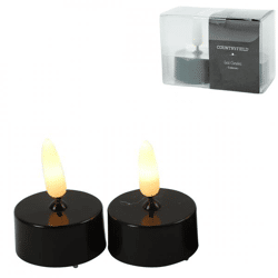 Countryfield LED tea light Elegance flame effect black 5 cm set of 2