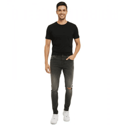 Criminal Damage Skinny-Jeans in Rip-Waschung, Grau