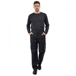 gefütterte Herren Arbeits-Hose mit 6 Taschen Oeko-Tex zertifizierte Thermo-Hose Garten-Hose 8659861 Schwarz/Grau