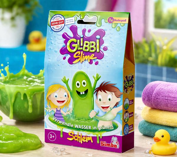 GLIBBI Slime Bade-Schleim Magischer Badezusatz f&uuml;r Kinder ab 3 Jahren Badespielzeug & Spa&szlig;bad 150 g Gr&uuml;n 