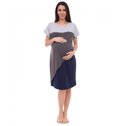 neun 9 Monate Damen Umstands-Kleid asymetrisches Schwangerschafts-Kleid 32879759 Grau/Blau