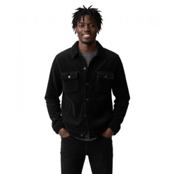 ROUGH. Snug Baumwoll Jacke – Übergangsjacke mit Hemdkragen & Brusttasche in Schwarz
