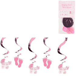 Spiral pendant Baby Girl foil 61 cm set of 5
