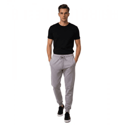 stilsichere ON THAT ASS Aaron Herren Jogging-Hose Baumwoll-Sweat-Hose mit Logo-Schriftzug und Taschen Jogger Hellgrau
