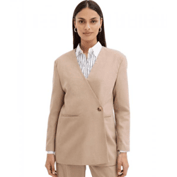stylischer Damen Ausgeh-Blazer Herbst-Blazer Business-Blazer Baumwoll-Blazer 945078 Beige