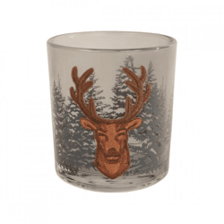 Tea light holder Embroidery deer brown 8 cm