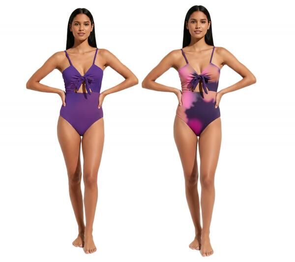 Wendbarer Damen Badeanzug mit tollem Farbverlauf Bademode 907506 Lila/Bunt
