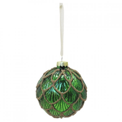 Wilko Weihnachtskugel Staude Glas grün 8 cm