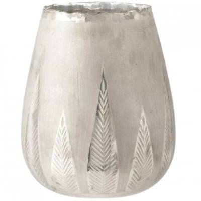 J-Line Windlicht „Blatt“, silberfarben, 31 cm
