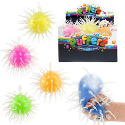 Super shiny Spikey squeeze ball - 6 assorted - 8 cm
