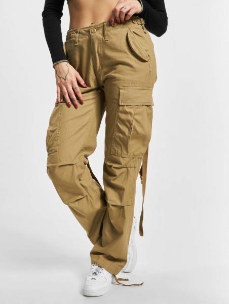 bequeme Brandit Damen Jeans Rei&szlig;verschluss Taschen mit Baumwolle Beige