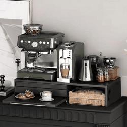 CounterSlide Two-Way Extendable Countertop Organizer (Black) | Iron Frame with Pull-Out Drawer