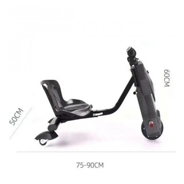 DriftMax BLACK Elektrisches 3-Rad-Drift-Kart | 36 V, 250 W bürstenloser Motor mit Bluetooth und LED