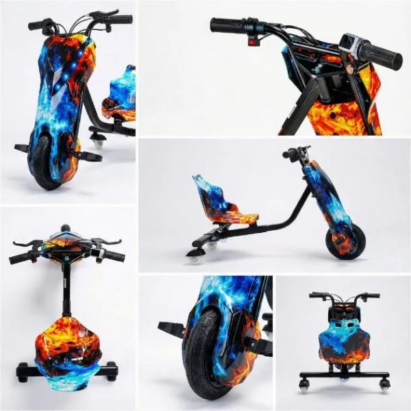 DriftMax BLACK Elektrisches 3-Rad-Drift-Kart | 36 V, 250 W bürstenloser Motor mit Bluetooth und LED