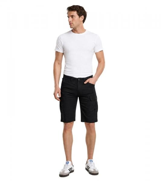 l&auml;ssige Brandit Herren Shorts mit Cargo-Taschen Baumwoll-Hose Schwarz