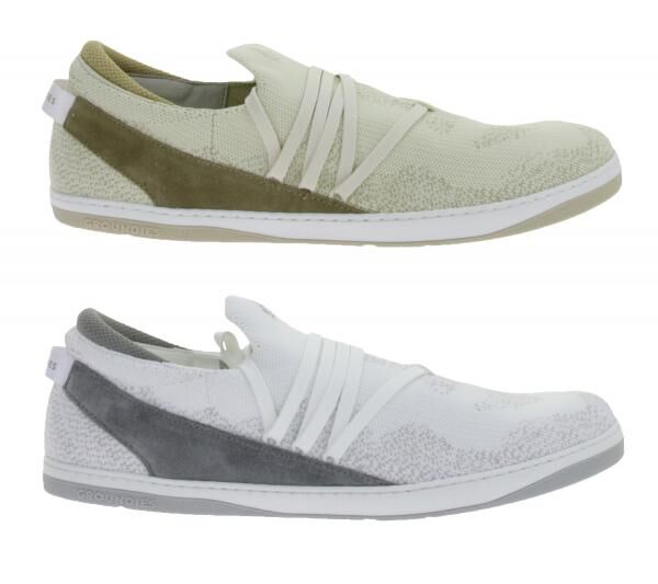 minimalistische GROUNDIES Barfu&szlig;schuhe Osaka Herren Low-Top Sneaker mit TrueSense Sohle Schn&uuml;r-Schuhe GND-280262 Beige oder Wei&szlig;
