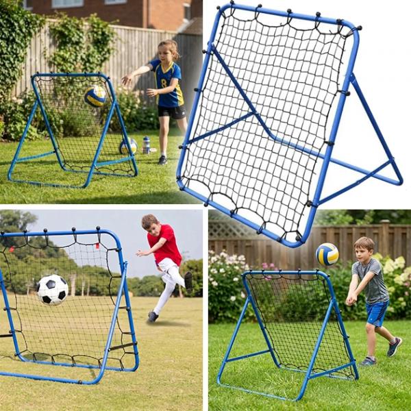 SpikeBack – zusammenklappbares Rückprallnetz | Trainingsnetz mit einstellbarem Winkel für Fußball und Volleyball