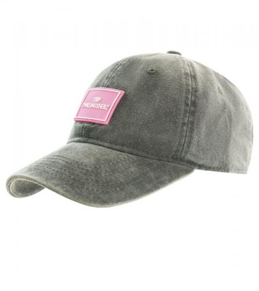 verwaschene ZWILLINGSHERZ Basic Classic Base-Cap mit Logo-Patch Baumwoll-Cap justierbare Cappy Schirm-M&uuml;tze 4603M K25357-4 Army-Gr&uuml;n/Grau