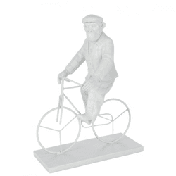 J-Line Figur „Affe auf dem Fahrrad“, weiß, 33 cm