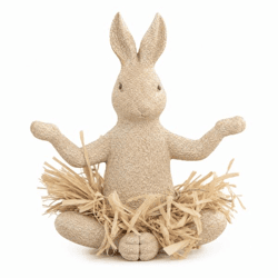 J-Line Figur „Kaninchen Yoga“ naturfarben, 21 cm