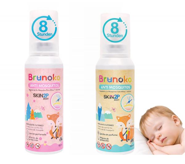 Brunoko Anti-Mücken-Spray für Babys schützt vor Mücken und Bettwanzen geeignet für Körper und Gesicht von Säuglingen Baby-Lotion 8 S