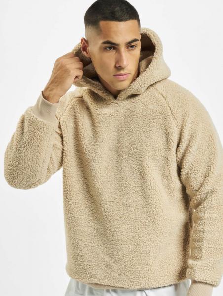Kuscheliger URBAN CLASSICS Herren Teddyfleece Hoodie Flauschiger Kapuzenpullover mit K&auml;ngurutasche Beige 