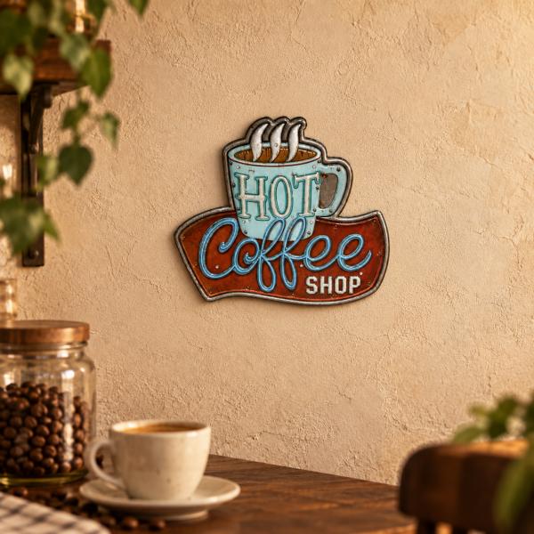 LED- Schild aus Kunststoff Coffee 26 x 30 cm 8 LEDs