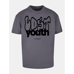 modernes Lost Youth Herren T-Shirt Oversize 240 g/m² mit Baumwolle Anthrazit