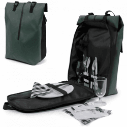 Norlander Picknick-Rucksack, grün, 14-teilig, 41 cm
