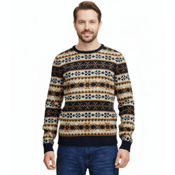 11 PROJECT PRPasco Herren Strick-Pullover mit Wollanteil Langarm-Shirt 20716671 194024 Weiß/Navy/Beige
