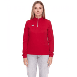 adidas Entrada 22 Damen nachhaltiger Sport-Pullover Trainings-Shirt mit AEROREADY Technologie Troyer-Pullover Langarm-Shirt H57551 Rot