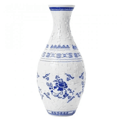 ArtVase 3D-Puzzle-Vase (blau und weiß) | 160 geschwungene Teile – Wohnaccessoire mit Wasserschale