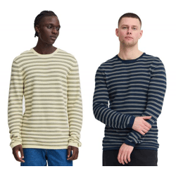 klassischer BLEND BHAjlan Herren Feinstrickpullover mit Label-Detail Strickpullover 20717703 Grün oder Blau