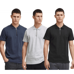 klassisches SOLID SDZakir Herren Poloshirt mit Reißverschluss Shirt 21301022-ME Grau, Blau oder Schwarz