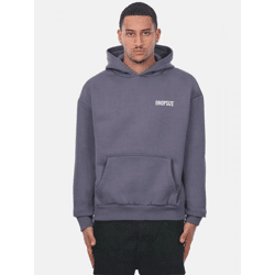 lässiger Dropsize Herren Hoodie Rippbündchen Kapuze mit Baumwolle Grau