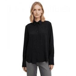 langärmlige Damen Bluse aus Viskose-Mix mit Ballon-Saum Sommer-Shirt 921905 Schwarz