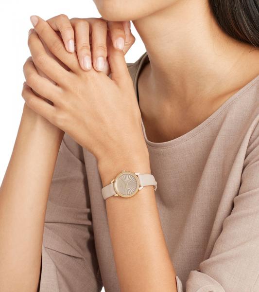Pierre Cardin Damen Armband-Uhr schlichtes Ziffernblatt analoge Quarz-Uhr mit Leder-Armband 3ATM 27mm CPI.250 Beige, Schwarz, Wei&szlig;, Rosa
