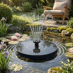 SunStream 1W Solar-Wasserspringbrunnen | Kabelloser schwimmender Springbrunnen für Vogelbäder und Teiche mit Düsen