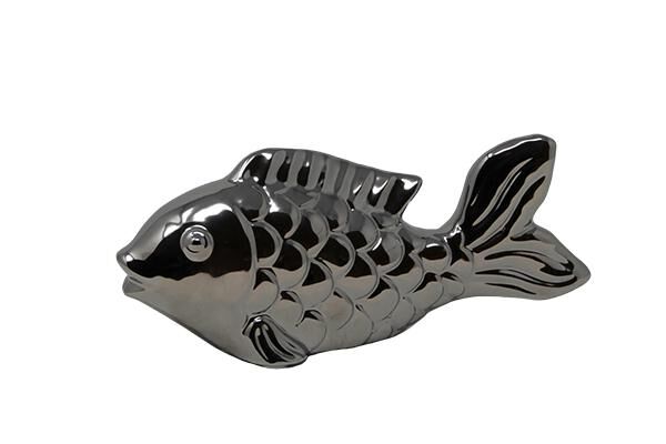 Deko-Fisch aus Keramik Silber ca. 20 × 6 × 8,5 cm