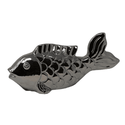 Deko-Fisch aus Keramik Silber ca. 25 × 7,5 × 11 cm