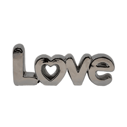 Deko-Schriftzug Love aus Keramik Silber ca. 20 × 4 × 7 cm