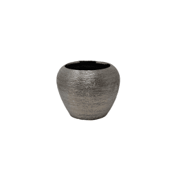Keramik-Vase Silber bauchig ca. 15 × 15 × 13 cm