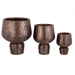 PTMD Blumentopf „Wayan“ aus Aluminium, bronzefarben, 59 cm, 3er-Set