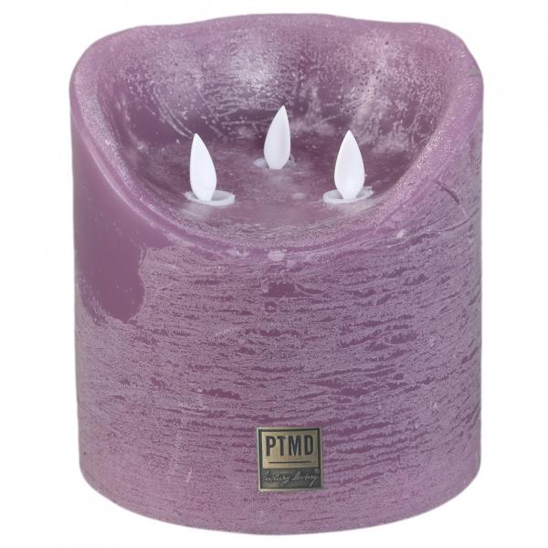 PTMD LED-Stumpenkerze, batteriebetrieben, XXL, lila, 15 x 15 cm