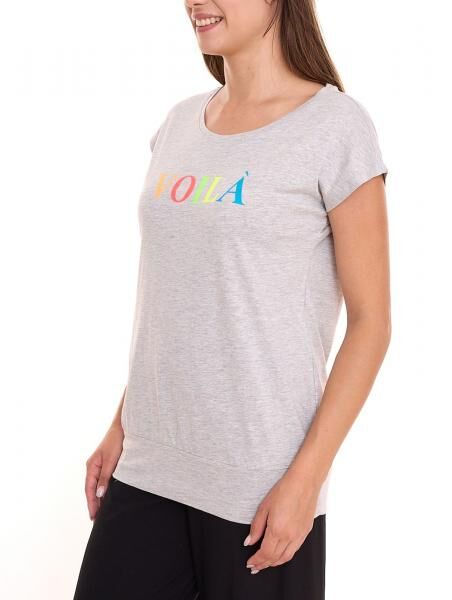 2er Set AJC Damen T-Shirt Rundhals-Shirt Baumwoll-Shirt Kurzarm-Shirt 71333114 Grau/Rosa