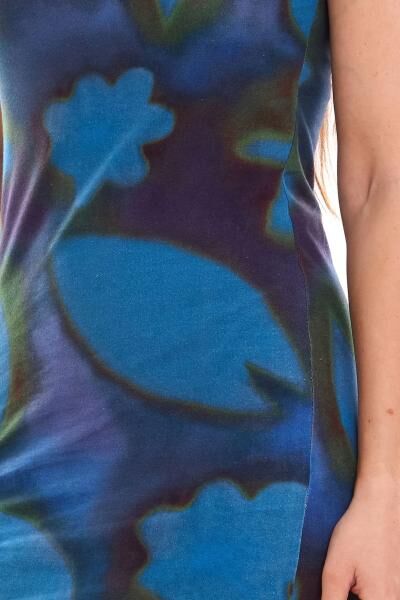 Aniston CASUAL Damen Baumwoll-Kleid Mini-Kleid mit Allover-Print Kurzarm-Kleid 51206021 Blau