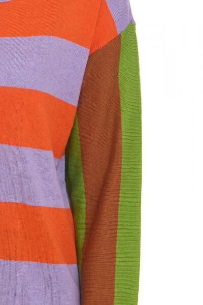 Aniston CASUAL Damen Pullover breit gestreifter Feinstrick-Sweater 71355125 Orange/Violett